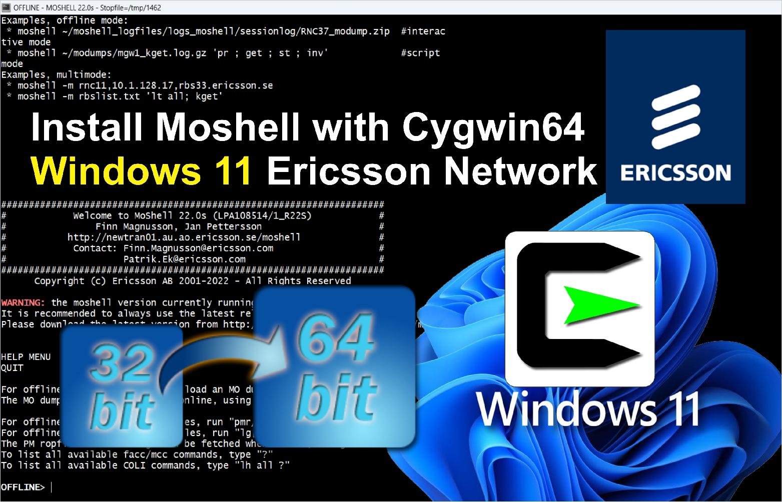 How to install Moshell with Cygwin64 on Windows 11 Ericsson Network