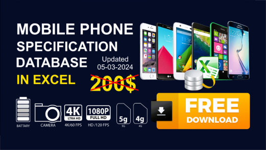 Mobiles specification database excel