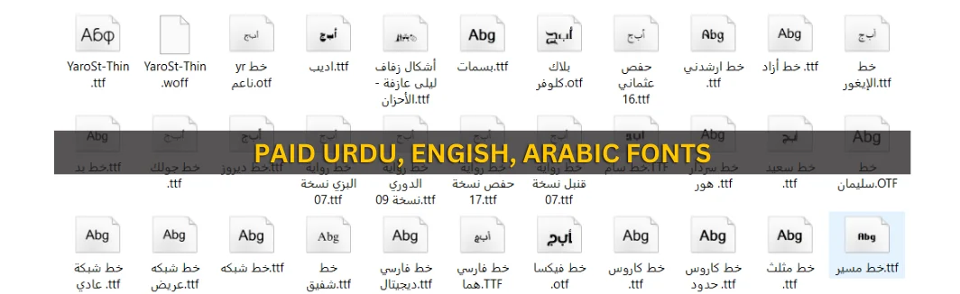 Urdu fonts english fonts arabic fonts